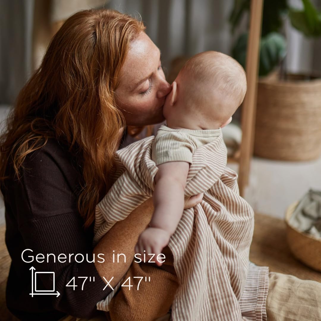 Swaddle - 100% Organic Cotton - Muslin Swaddle Blankets for Newborn, 47" x 47" (Natural Stripe)