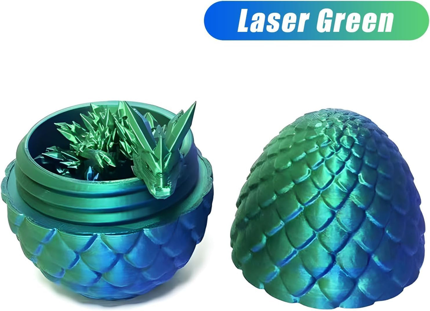 Executive Desk Toys Easter Egg, 3D Printed Dragon, 3D Dragon Eggs with Dragon Inside, Dragon Toy Dragon Egg Fidget Toy, Fidget Toys for Autism/ADHD (Laser Green)