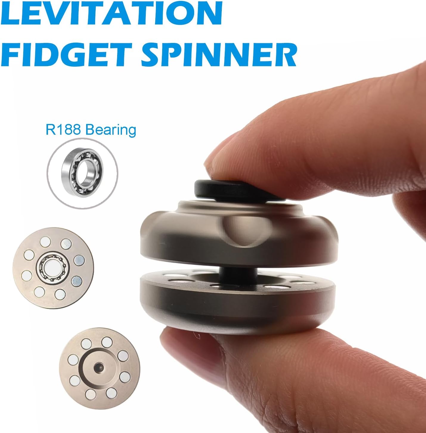 Levitation Spinner Magnetic Fidget Slider Toys for Adults- Metal Haptic Coin Push Slide Rotation Clicker, ADHD Tools Stress Relief EDC Desk Toy
