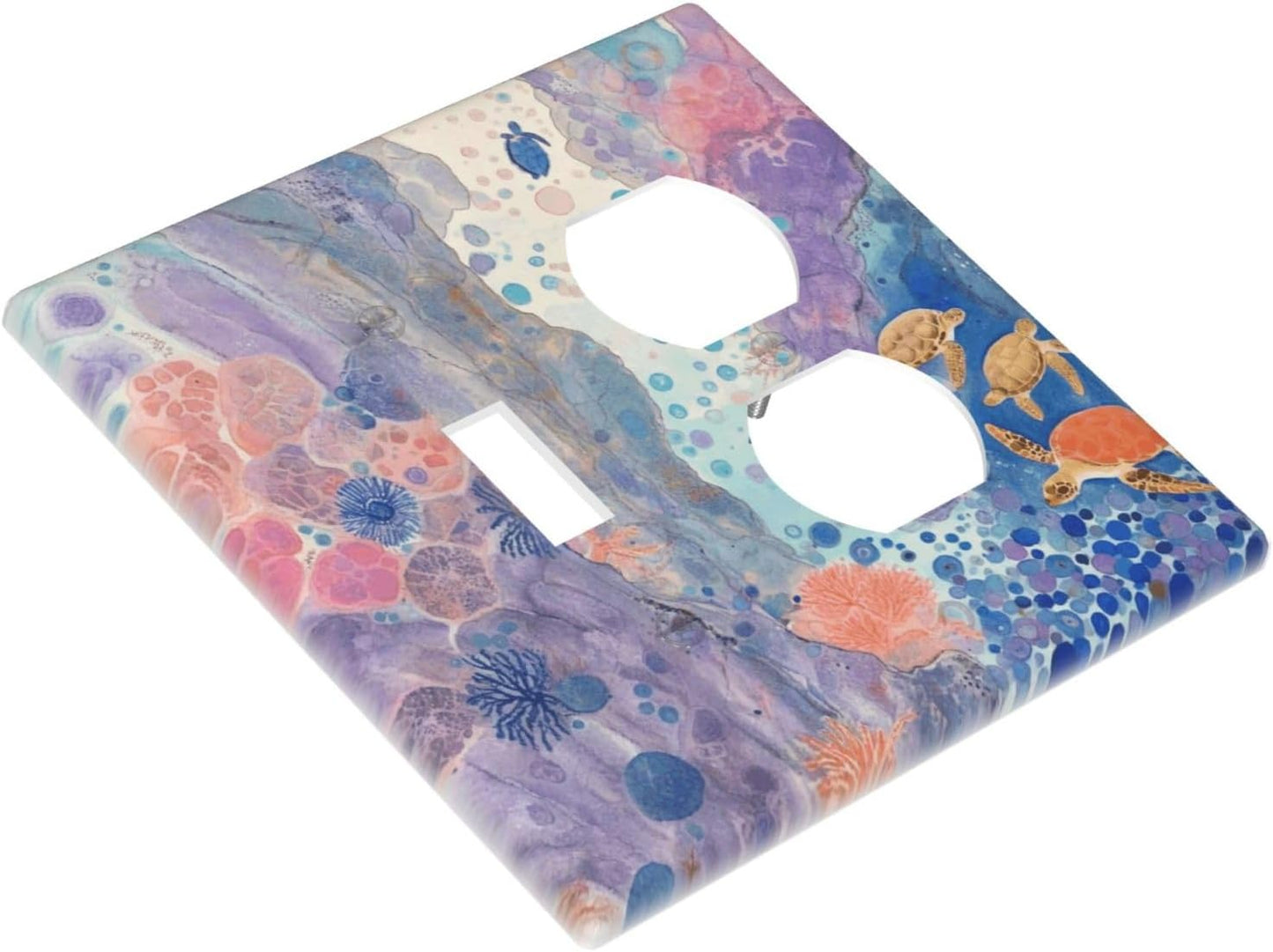 Turtle Coral Fish Watercolor Colorful Underwater World Wallplates 1 Toggle 1 Duplex Switch Plate Electrical GFCI Faceplate Decorative Light Switch Covers for Kids Room Home Decor