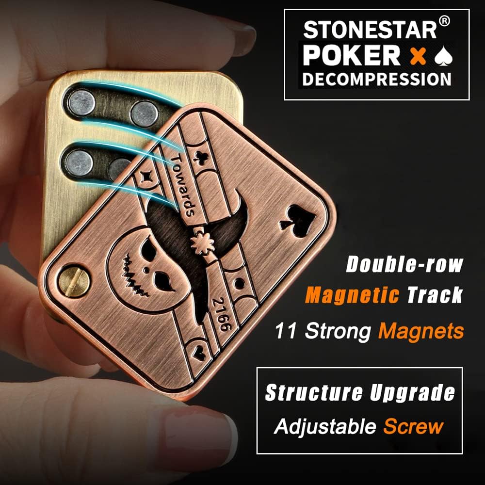 Magnetic Metal Fidget Toys - Metal Poker Push Card Fidget Slider Stress Relief Toy, Men’s EDC Toy Fidget Toy Haptic Coin, Office Desk Toys Gifts for Boyfriend and Father (New KK)