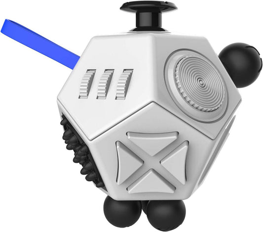 12 Sided Fidget Toys,Fidget Dodecagon Toys Anti-Anxiety,Relieves Stress and Autism for Kids ,Teens and Adults(White/A2)