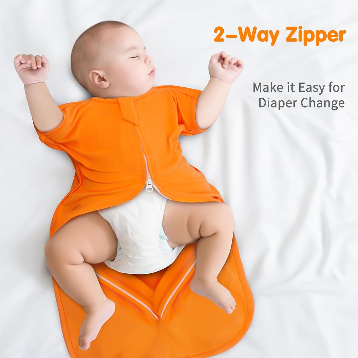 Transition Swaddle 3-6 Months Sleep Sack Baby Arms up Swaddles 2-Way Zipper 100% Cotton Arms in/out 0.8 Tog Baby Swaddles Newborn Sleep Sack for Boy Girl, 2-Pack Transitional Swaddle (Medium 14-20lbs)