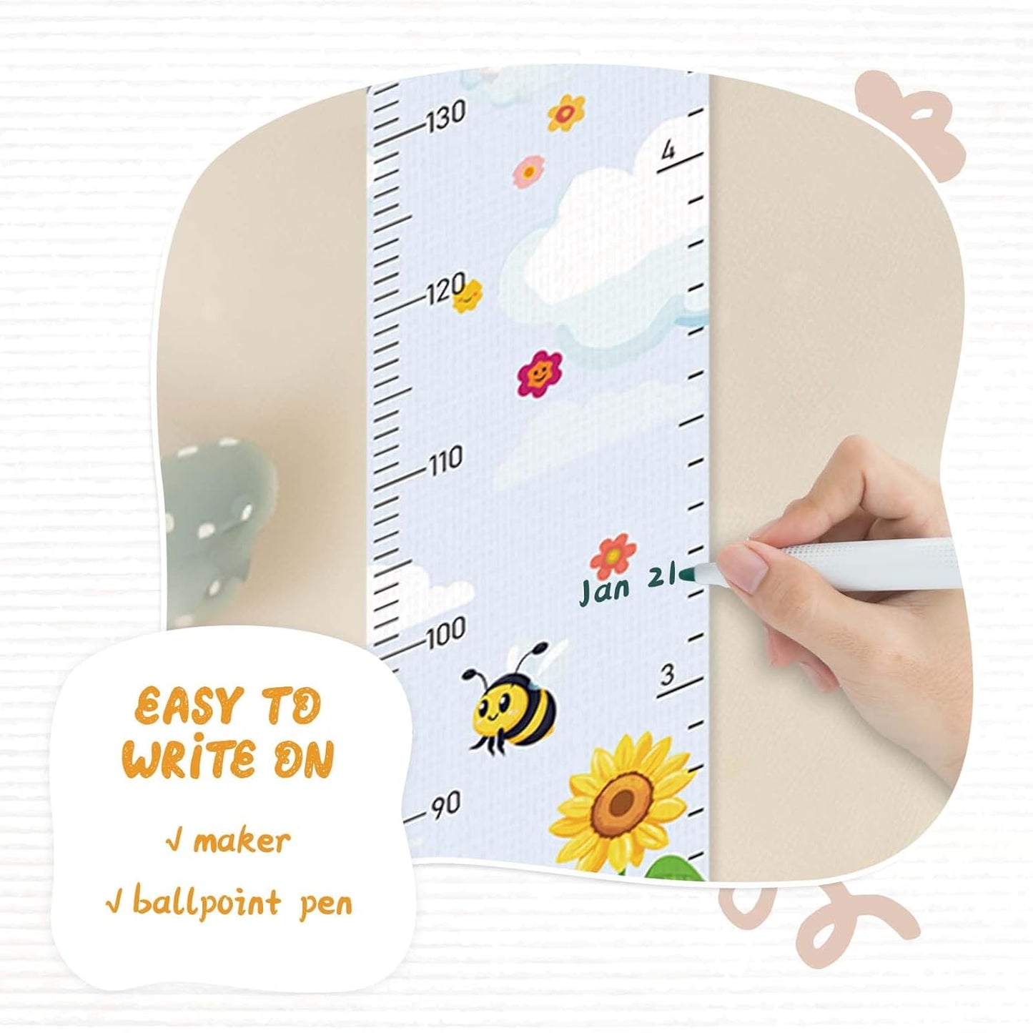 Personalized Name Height Chart for Kids, Sunflower Sun Meaningful Memories Through Kid Size Chart Measurement, Growth Chart Ruler for Wall, Fun & Stylish Height Tracker for Children