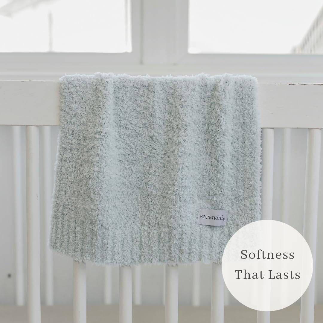 SARANONI Bamboni Luxury Baby Blanket, Breathable & Soft Plush for Infant Boys & Girls (Sky Blue, Mini 15” x 20”)