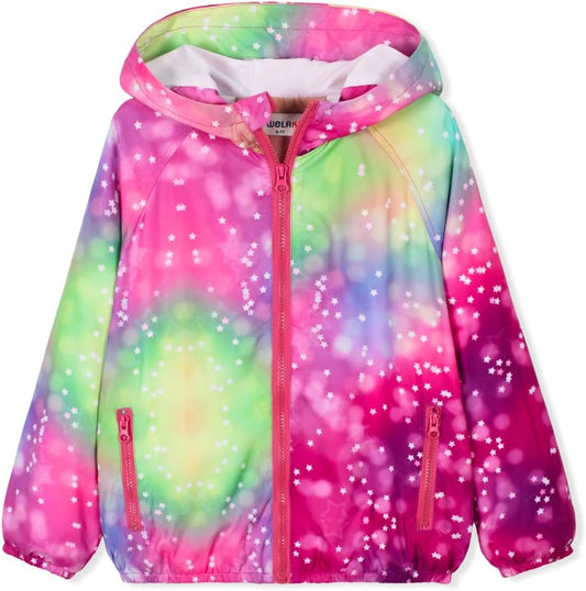 WELAKEN Lightweight Jacket for Girls Kids & Toddler II Girls' Print Water-Resistant Jacket