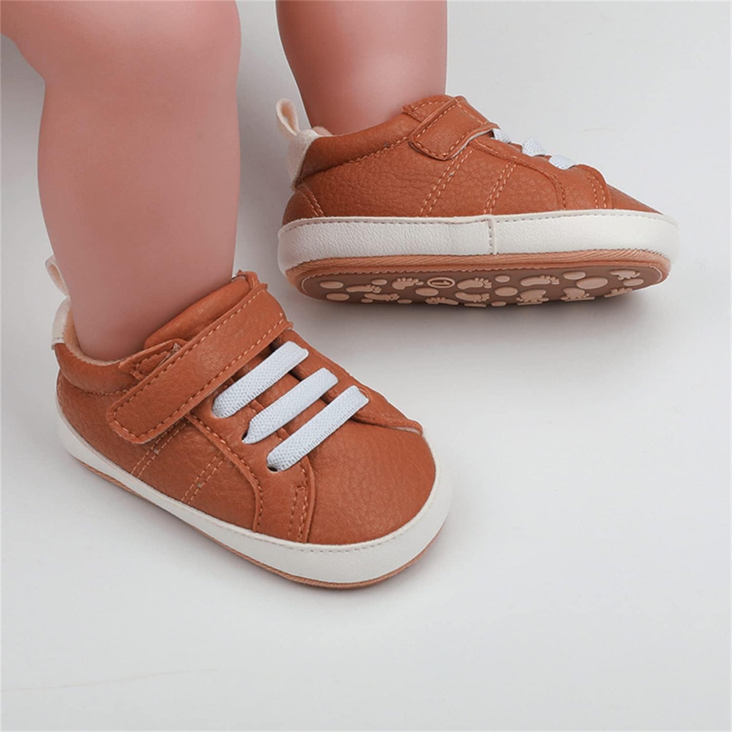 SOFMUO Baby Boys Girls High Top Ankle PU Leather Sneakers Soft Rubber Sole Infant Moccasins Newborn Oxford Loafers Anti-Slip Toddler Wedding Uniform Dress Shoes