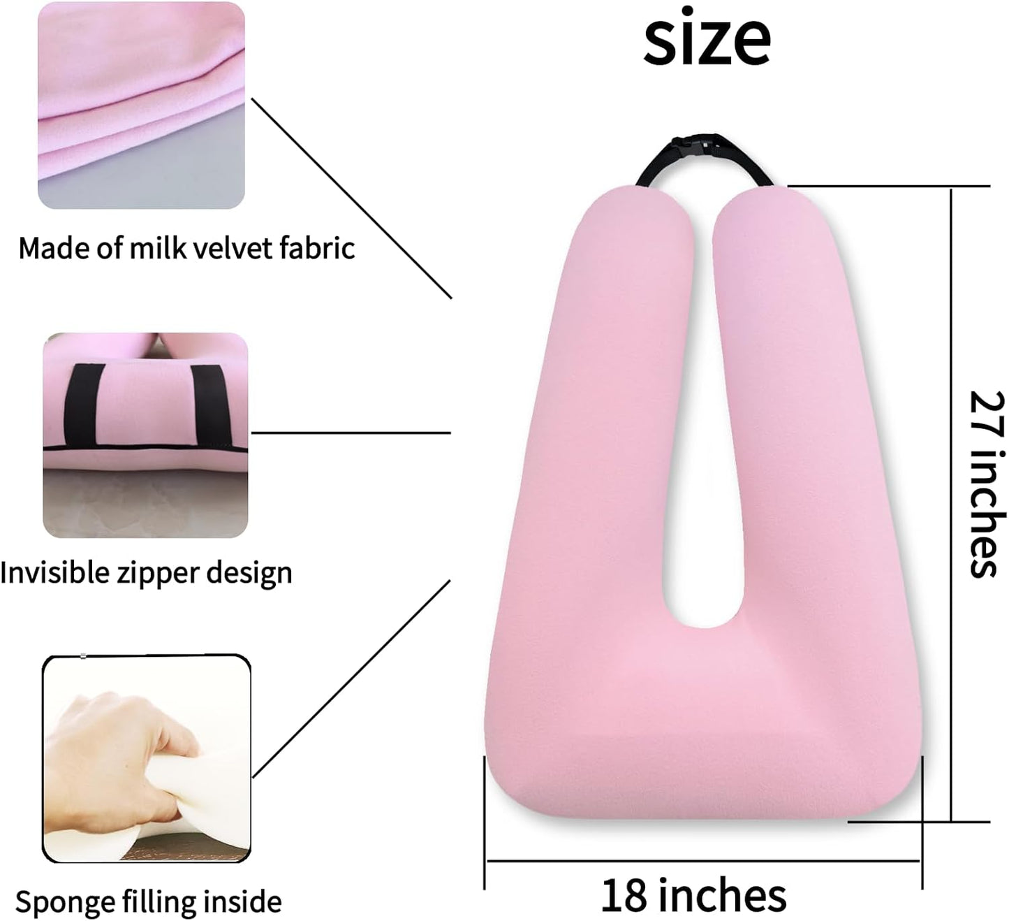 Travel Pillow Car Pillow Kid Car Sleeping The Sleeping Aid for Adults and Kids on Road Trips Sponge Kids Travel Pillow Provides Body and Head Support Pink