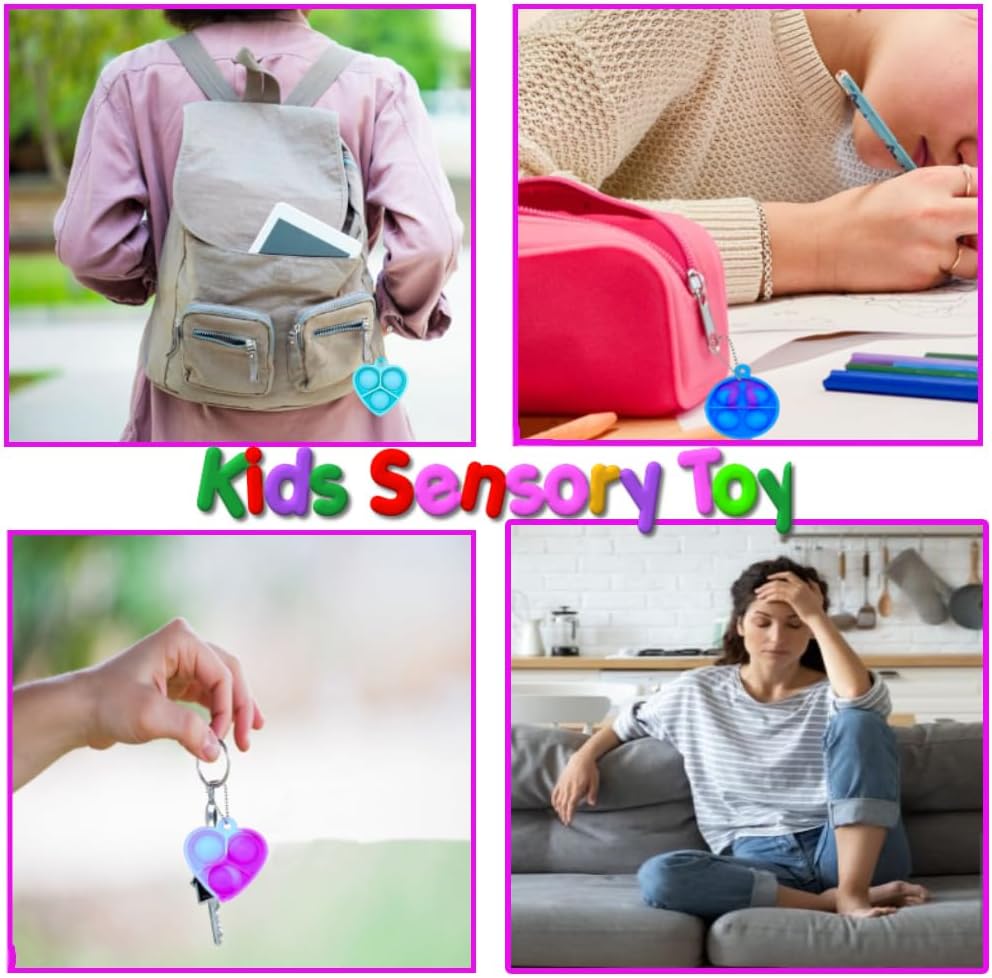 100pcs 1.5in Random Pop Bubble Fidget Sensory Toys, Pop Toy Bulk for Party Favor, Classroom Student Prizes Easter Basket Goodie Bag Stuffers Christmas Valentine Gift for Kid