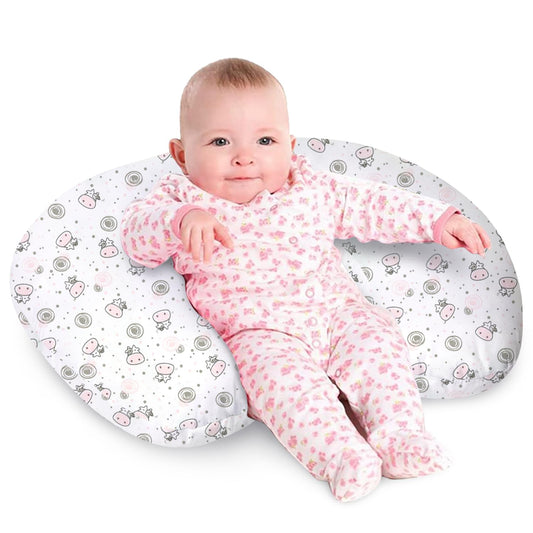 Nursing Pillow, Breast Feeding Pillows for Mom, Pink Calf Soft Cover with Breathable Filling, Feeding Support Pillow for 0-12 Months, Multifunctional Support Cushion for Travel (Cute Calf)