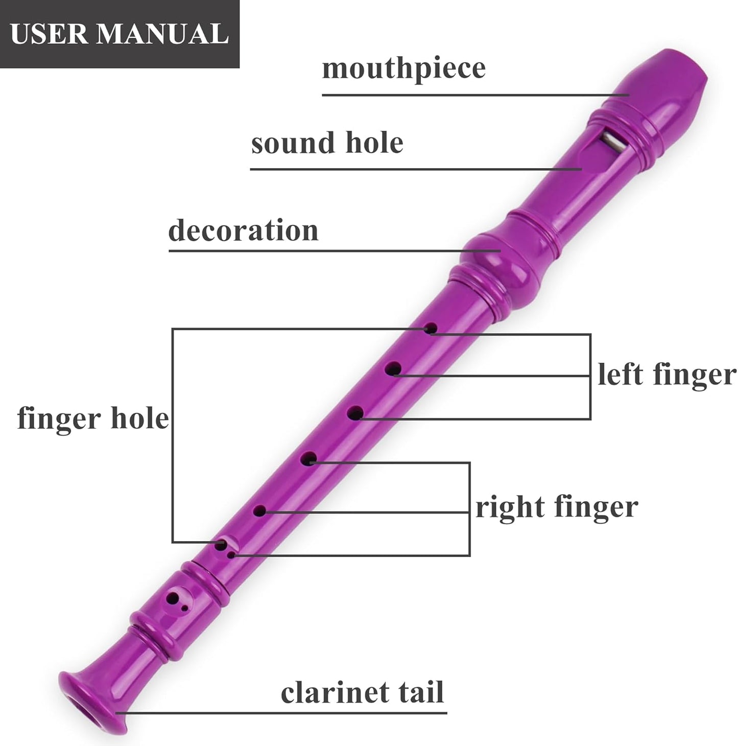Recorder Instrument for Beginner Kids Adults,8-Hole Soprano Descant Recorder Music Flute with with Cleaning Rod & Leather Case For School Student Home Entertainment(2-Purple Blue Splash-ink)