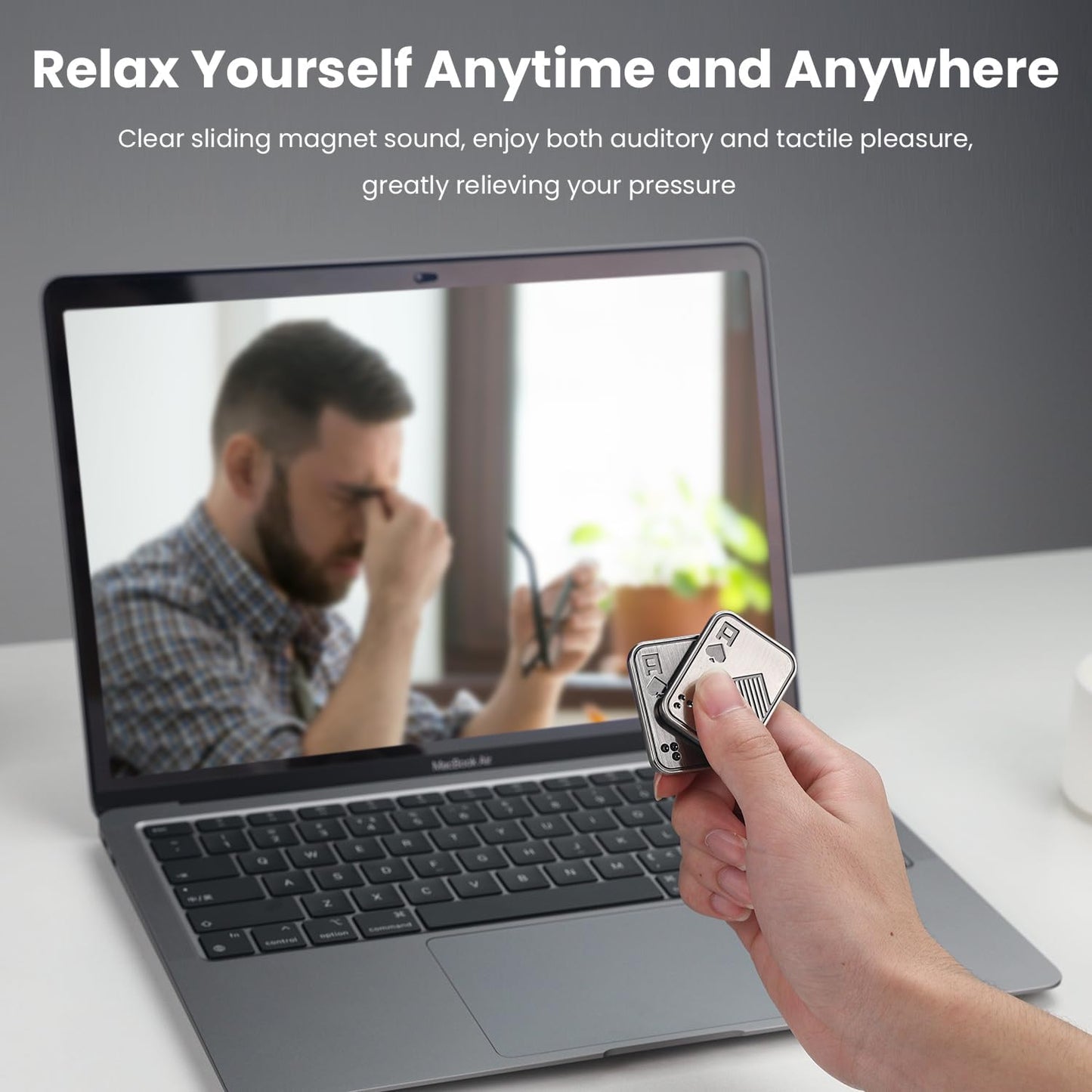 Metal Fidget Toys, Magnetic Fidget Slider Poker Push Card for Adults,Relieve Stress ADHD & Anxiety, Break Bad Habits, Cool EDC Gadget Office Desk Toy, Gift for Boyfriend, Husband and Father