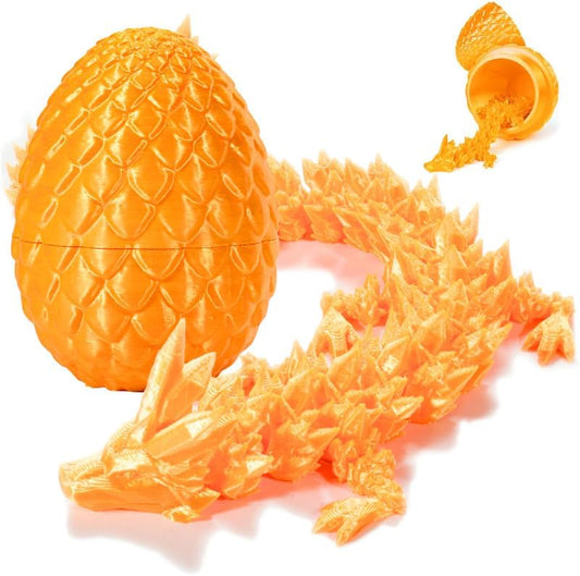 Easter Eggs, 12In Boys Dragon Toys, 3D Printed Dragon Eggs with Articulated Dragon Inside, Dragon Surprise Eggs Fidget Toys, Executive Desk Toys, Easter Egg Fillers Easter Gifts for Kids(Laser Yellow)