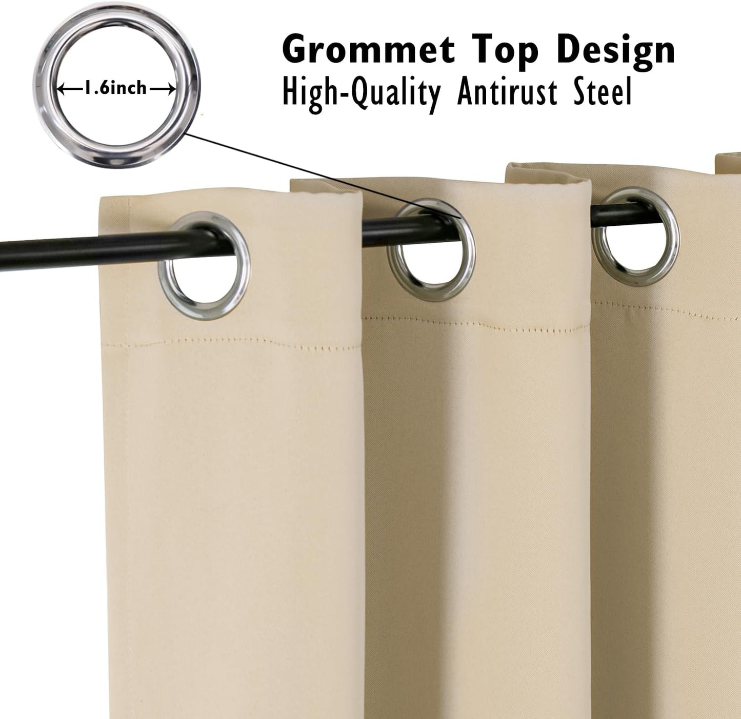 ChrisDowa Blackout Curtains 45 inches Long for Bedroom - 2 Panels Set Grommet Thermal Insulated Room Darkening Curtains for Living Room (Biscotti Beige, 52 x 45 Inch)