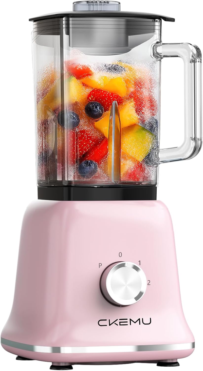 Professional Blender For Smoothies, 58 Oz Glass Jar, Glass Blender Including Puree & Crush Ice Functions, 750 Watts, B02 (Macaroon Pink)