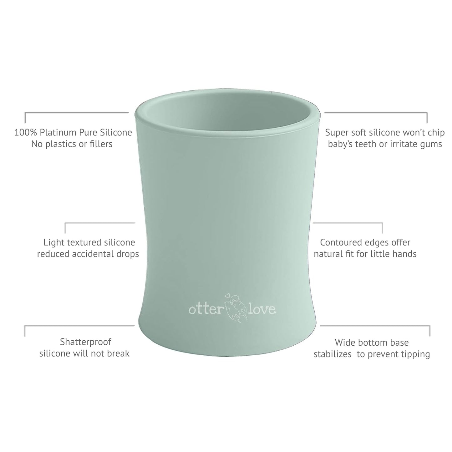 otterlove Silicone Baby & Toddler Training Cup - Pediatric OT Approved - 100% Platinum Pure LFGB Silicone - Unbreakable - Plastic Free - Tiny Cup Perfect for Baby Led Weaning (2 Pack - Sage + Sand)