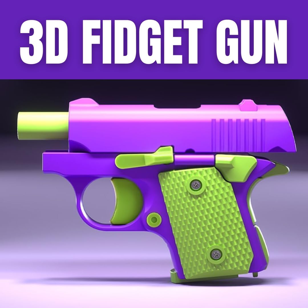 Fidget Gun Toy, 3D Printed Mini Toy, Stress Shot, Gravity Fidget Knife Toy, Gun Fidget Toy, 2 Pcs, Fidget Toys Adults & Kids