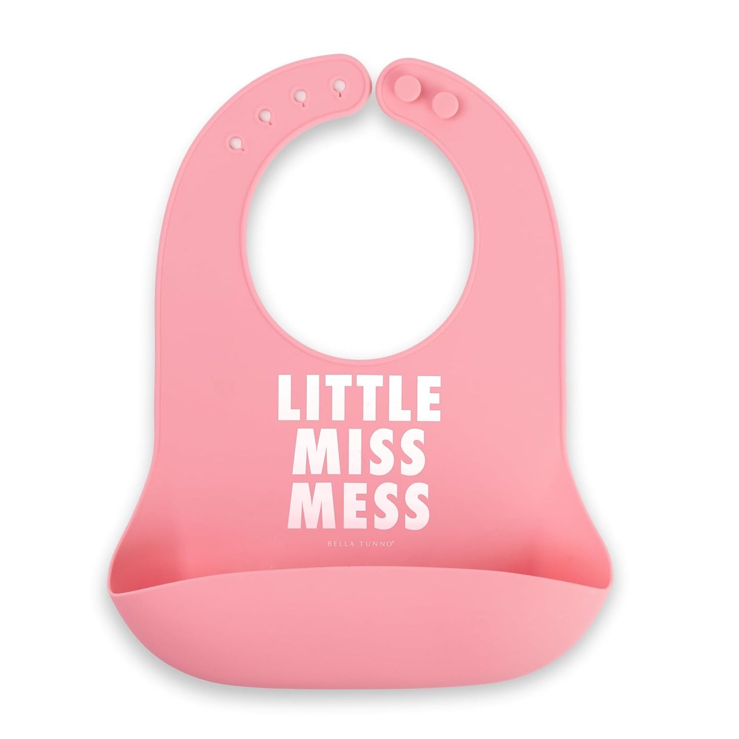 Bella Tunno Baby Bib for Eating, Waterproof Silicone Bib with Large Food Catcher, Adjustable Fit for Babies 4-12 months & Toddlers 1-3 Years, Boys & Girls, Little Miss Mess