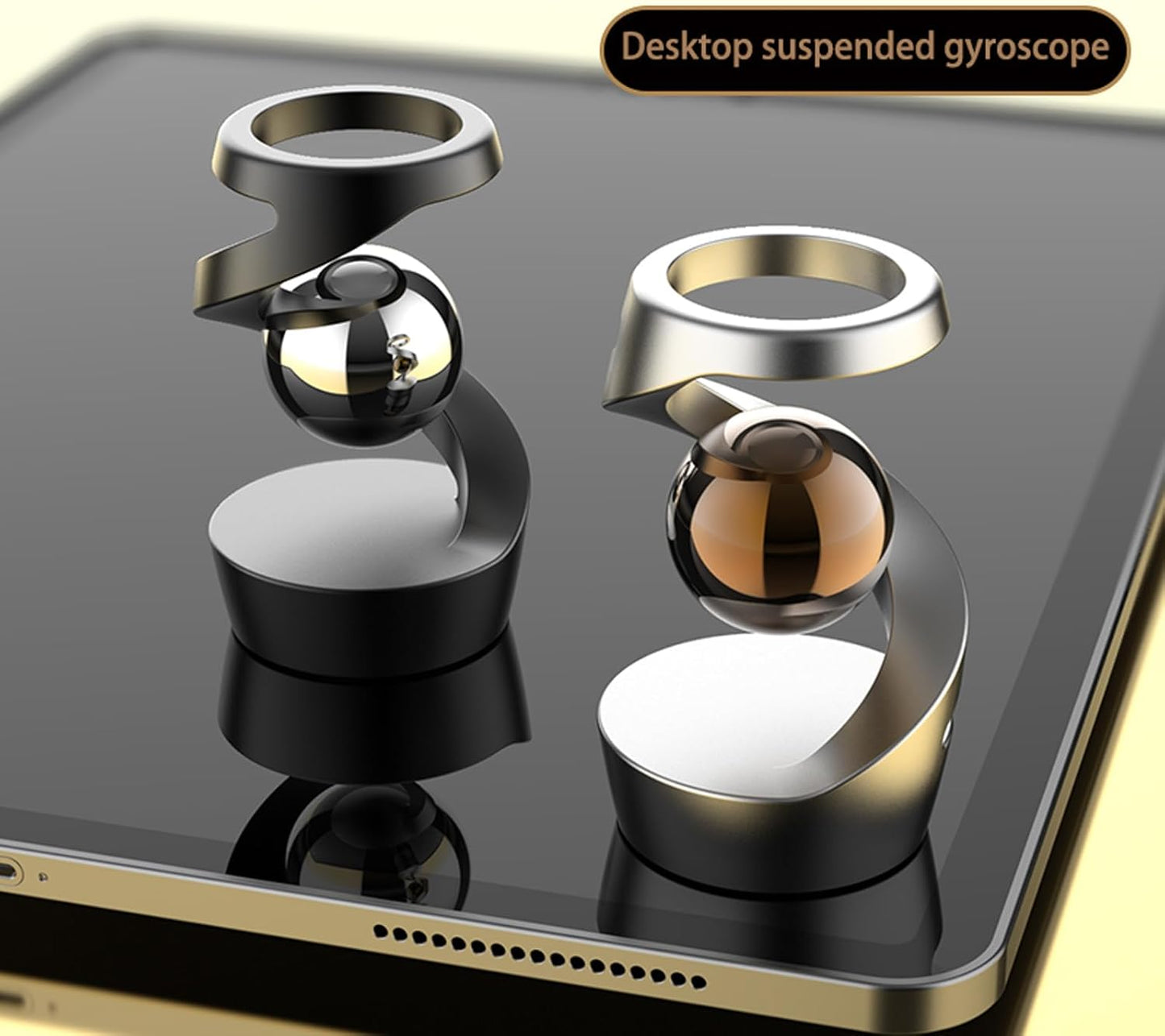 Fidget Toys Adult, Kinetic Desk Toys, Metal ADHD Balance Desk Fidget Kinetic Toy, Fidget Spinner Toys for Party Favors, Birthday (Silver-Gold Ball)