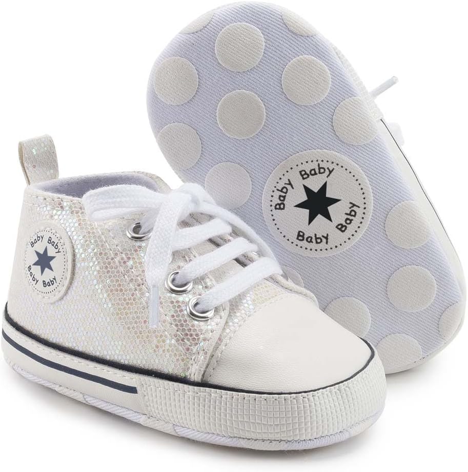 Unisex Baby Girls Boys Canvas High-top Shoes, Newborn Infant Anti-Slip Soft Sole Frist Walking Breathable Sneakers