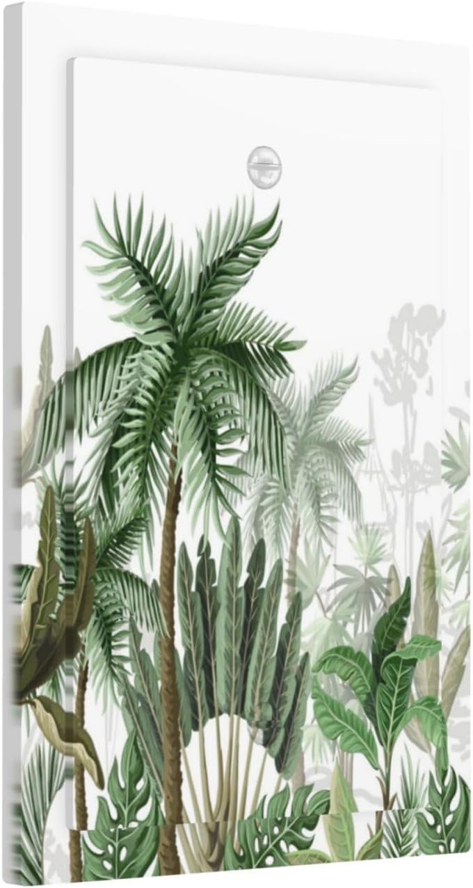 Palm Tree Banana Leaf Green Rainforest Natural Landscape Light Switch Cover Plate 1 Gang No Device Blank Electrical Wall Plates Faceplate Decorative Switch Plate for Bed Room Living Room Decor