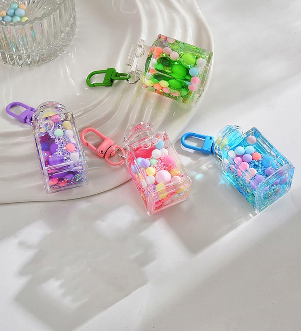 Backpack Keychains for Kids,Colorful Liquid Motion Keychain,Sensory Toy for Stress Relief Oil Bottle Key Chain Pendant Relaxing Calming Fidget Toys for Sensory Play 4 Colors