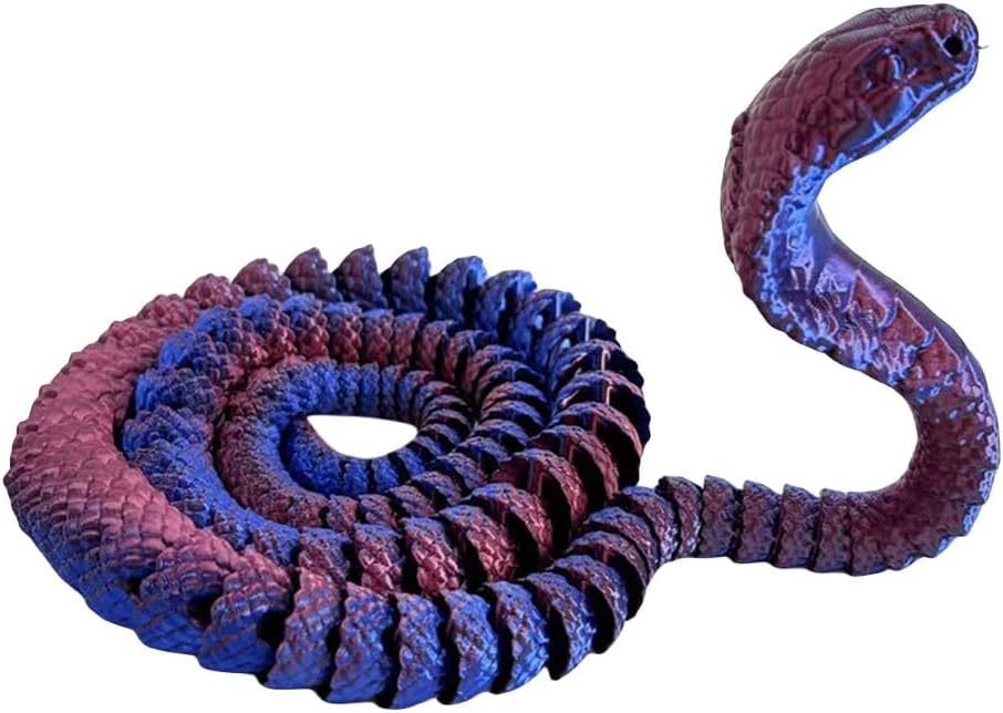 3D Printed Snake Cobra-3D Printed Animals Fidget Toy Creative 3D Printed Animals Articulated Snake Collectibles Home Office Executive Desk Decor