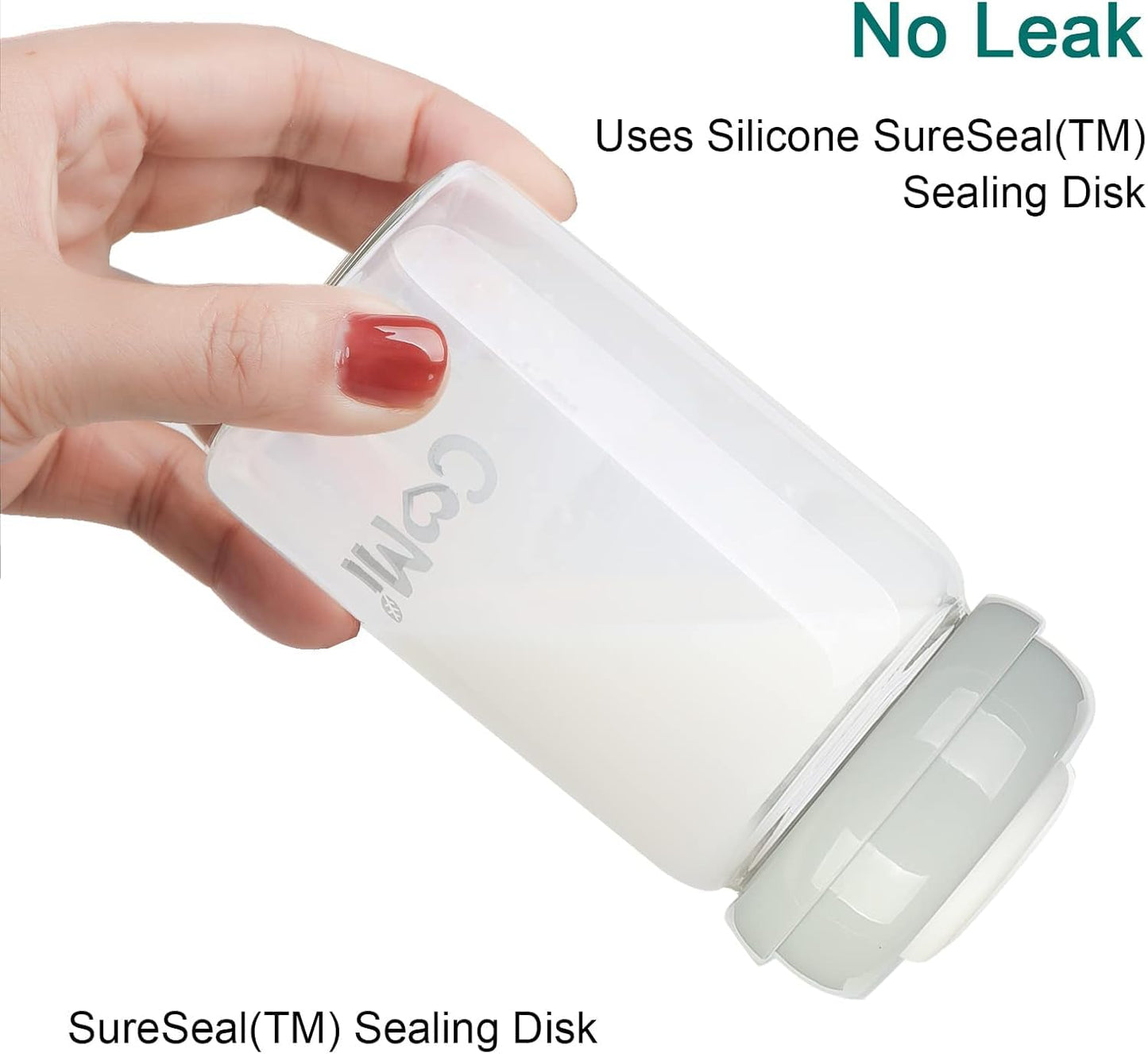 COMI Wide Neck Glass Breastmilk Collection n Storage Bottle, 6oz with Screw Ring Sealing Disk; Re-markable Sealing Disc. BPA Free, Fits Breast Pumps & Nipples (Pink Lids)
