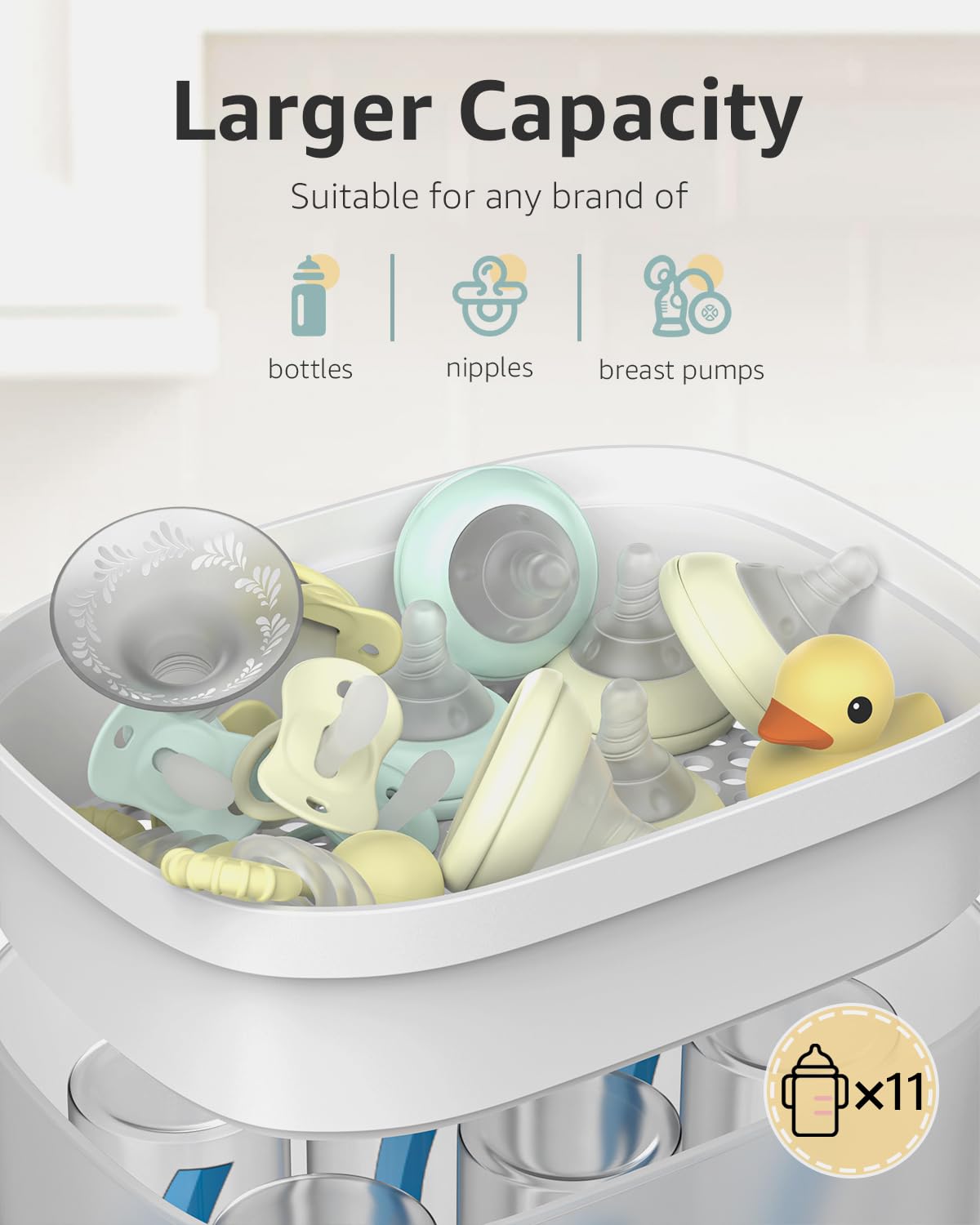 Baby Bottle Sterilizer, HAUTURE Bottle Sterilizer and Dryer, One-Dial Control Electric Steam Bottle Sanitizer for Baby Stuffs, Baby Bottles & Breast Pump Accessories