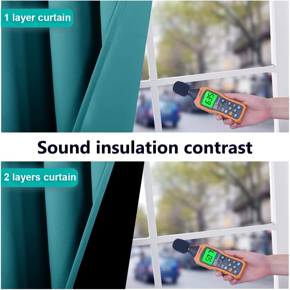 NICETOWN 100% Blackout Window Curtain Panels, Full Light Blocking Drapes with Black Liner for Nursery, 72-inch Drop Thermal Insulated Draperies (Peacock Teal, 2 Pieces, 46-inch Wide Per Panel)