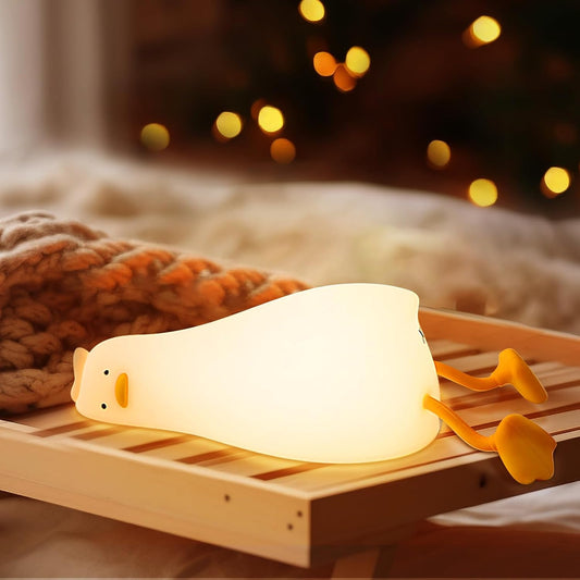 Squishy Night Light, Lying Flat Duck Night Light, Travel Nightlight, 3 Level Dimmable Nursery, Rechargeable Bedside Touch Lamp for Breastfeeding Toddler Baby Kids Decor