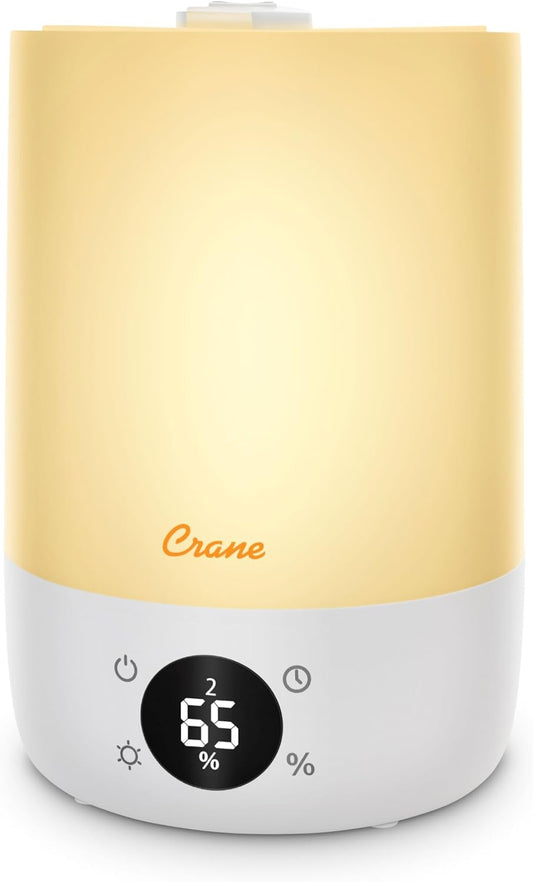Crane Ultra-Quiet 3-in-1 Humidifier, Essential Oil Aroma Diffuser & Soothing Sleep Light - Compact 1.2 Gallon Capacity with Adjustable Night Light & Fragrance Tray - Ideal for Bedroom and Office