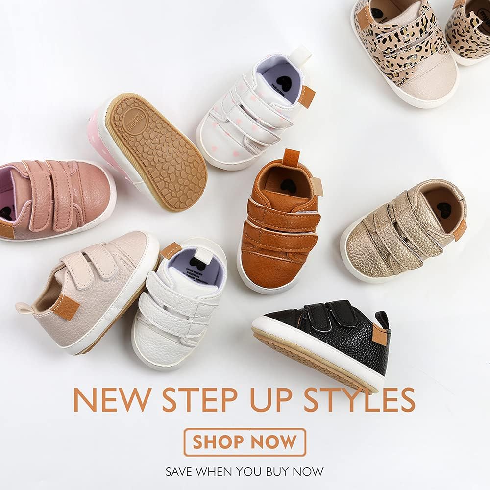 SOFMUO Baby Boys Girls High Top Ankle PU Leather Sneakers Soft Rubber Sole Infant Moccasins Newborn Oxford Loafers Anti-Slip Toddler Wedding Uniform Dress Shoes