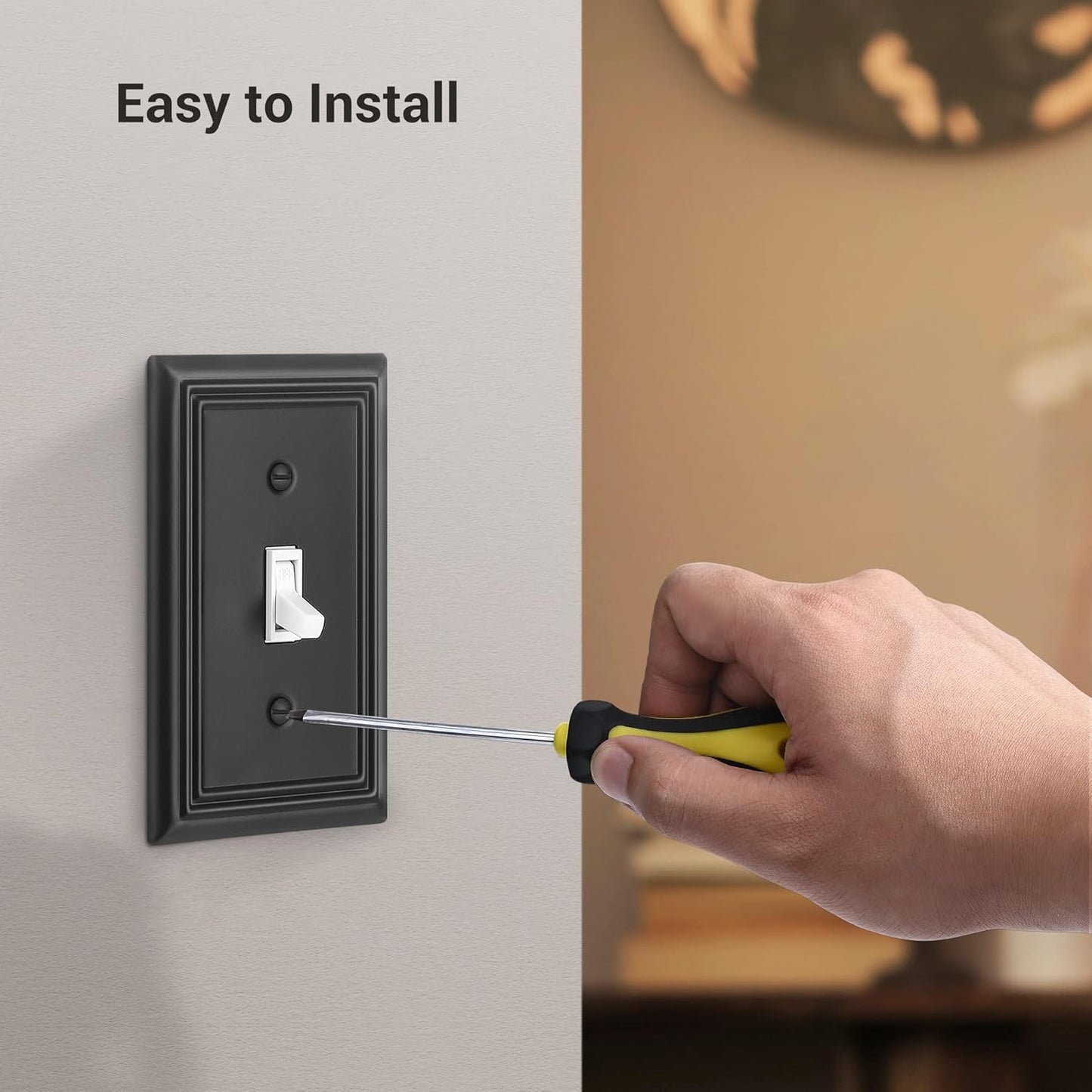 DEWENWILS 4-Pack Toggle Wall Plates, Metal Light Switch Cover with Black Finish, Heavy Duty Face Plates for Home Decor