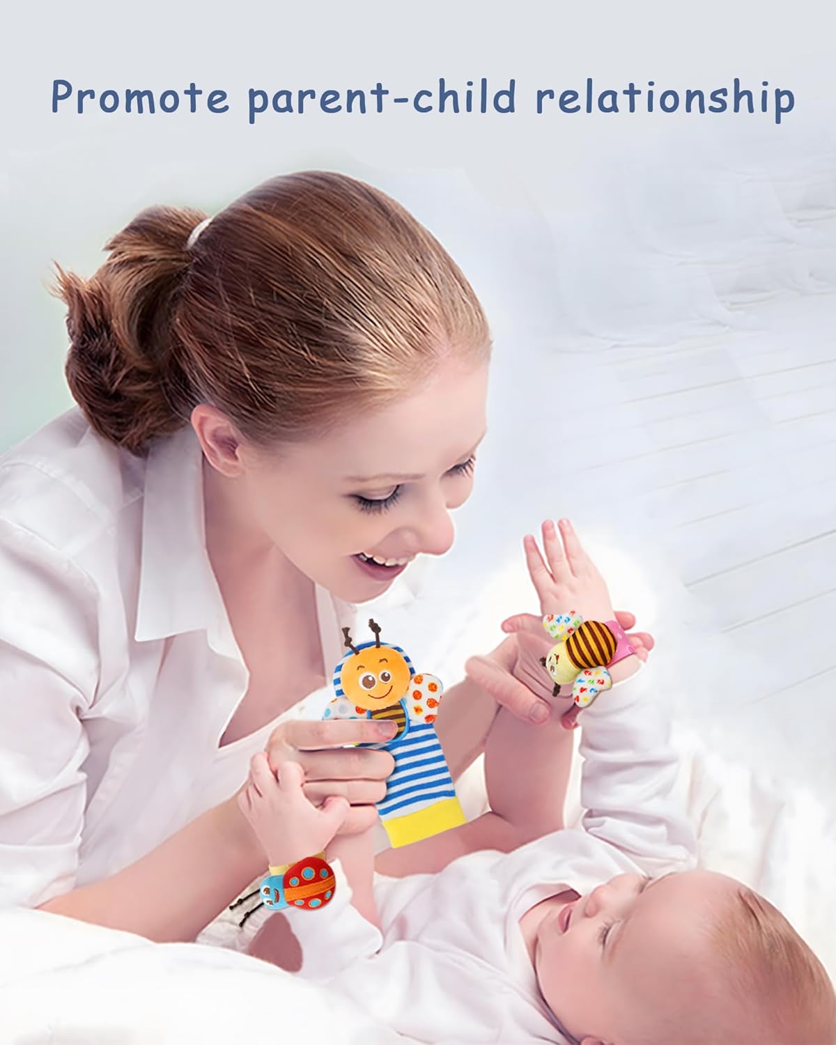 Wrist Rattles Foot Finder Rattle Sock Baby Toy, Hanging Rattle Toy, Hand Bracelet Rattle, Feet Leg Ankle Socks, Activity Rattle Present Gift for Newborn Infant Babies Boy Girl-12pcs A