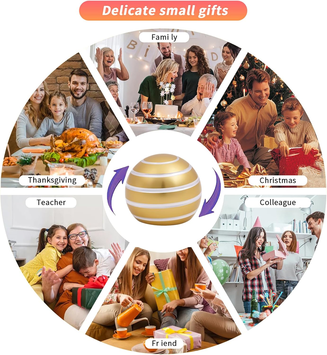 Desk-Toys for Fidget Kinetic-Cool-Gadgets: Cool-Stuff for Kid Children Teen Adult, Optical-Illusion Toy for Office School Home Women Men Christmas Stress-Relief-Gifts 180 Seconds Spinning