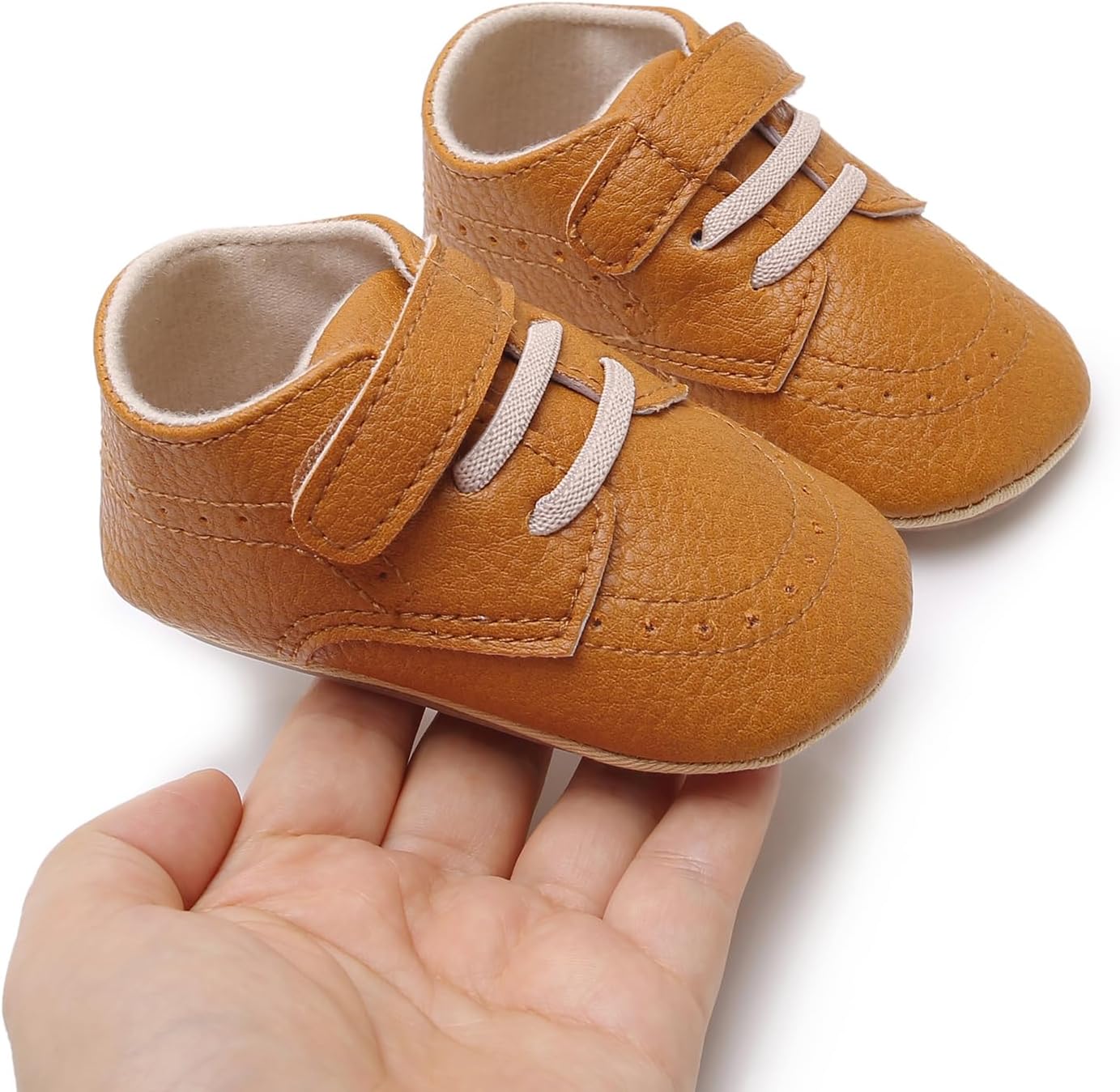 SOFMUO Baby Boys Girls High Top Ankle PU Leather Sneakers Soft Rubber Sole Infant Moccasins Newborn Oxford Loafers Anti-Slip Toddler Wedding Uniform Dress Shoes