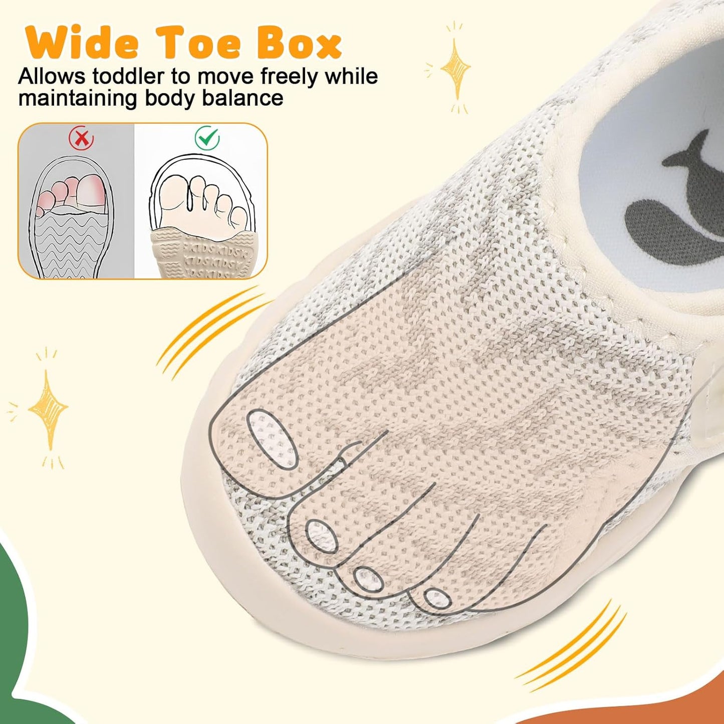 FEETCITY Baby Shoes Boys Girls First Walking Shoes Infant Sneakers Lightweight Slip On Shoe