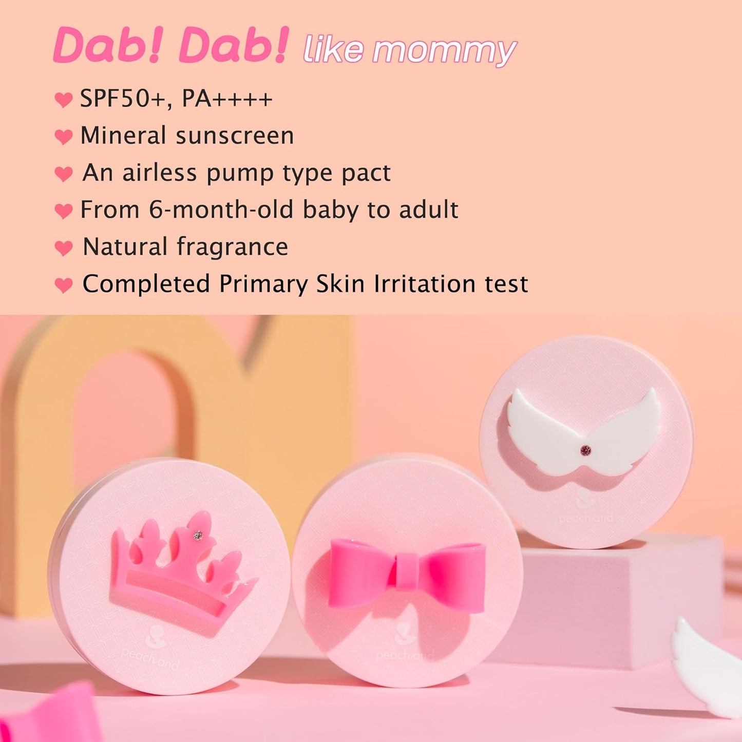 Peachand Baby Kids Mineral Sun Cushion SPF50+ PA++++ (Pink Ribbon)