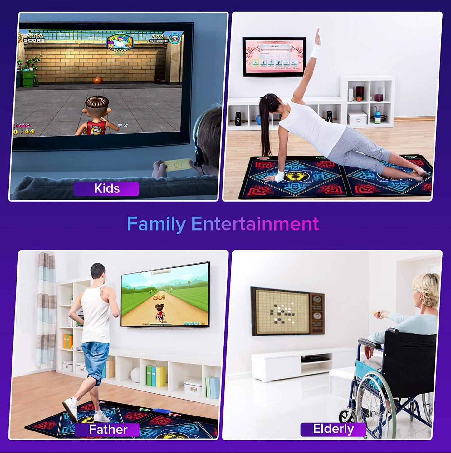 Music Dance Mat for Kids & Adults,Ideal for Fitness Dance Games,64GB Memory Card,899 Games,75 Music Videos,650 Songs.for TV use,Made of Premium Flannel,a Luxurious Gift for Children