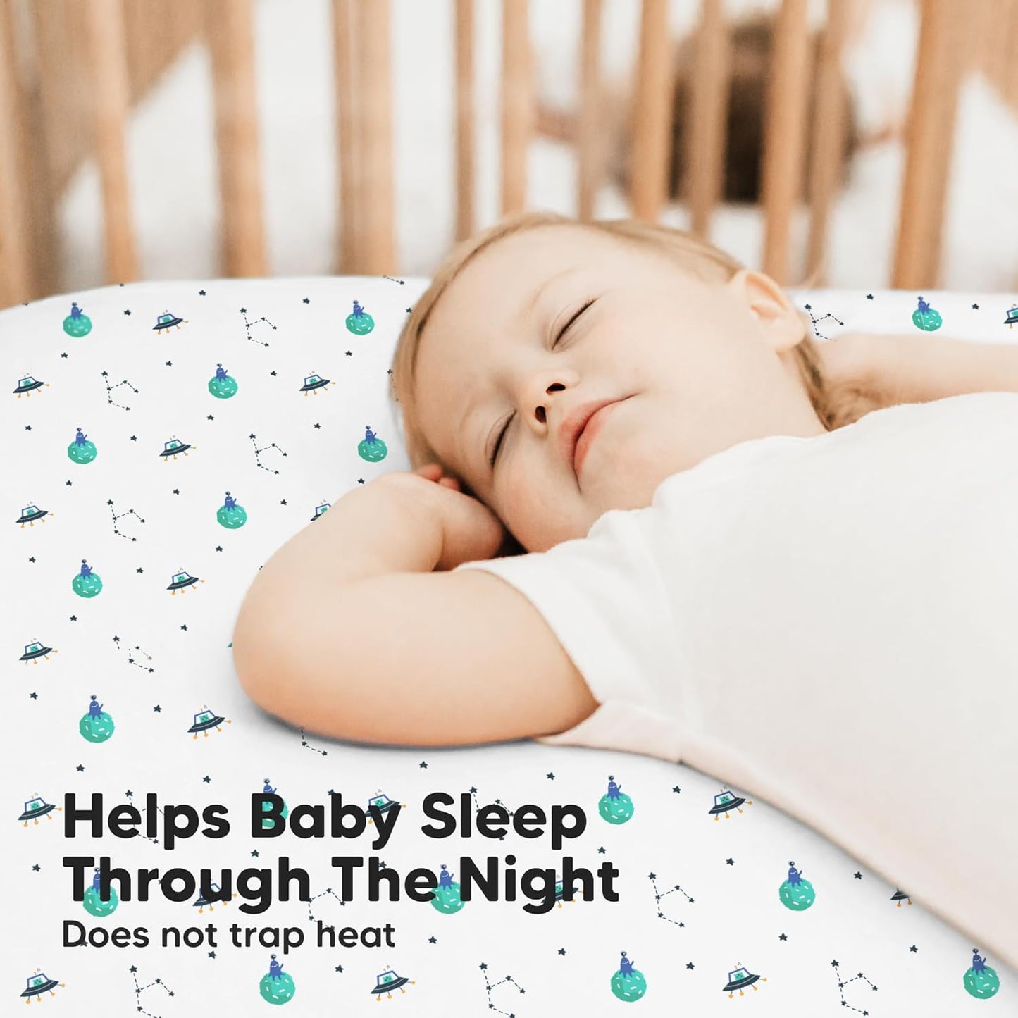 KeaBabies 2-Pack Baby Crib Sheets for Boys, Girls - 52x28 Viscose Derived from Bamboo Toddler Bed Sheets Neutral, Fitted Crib Mattress Cover for Standard Baby Bedding, Soft & Cozy (Space Quest)