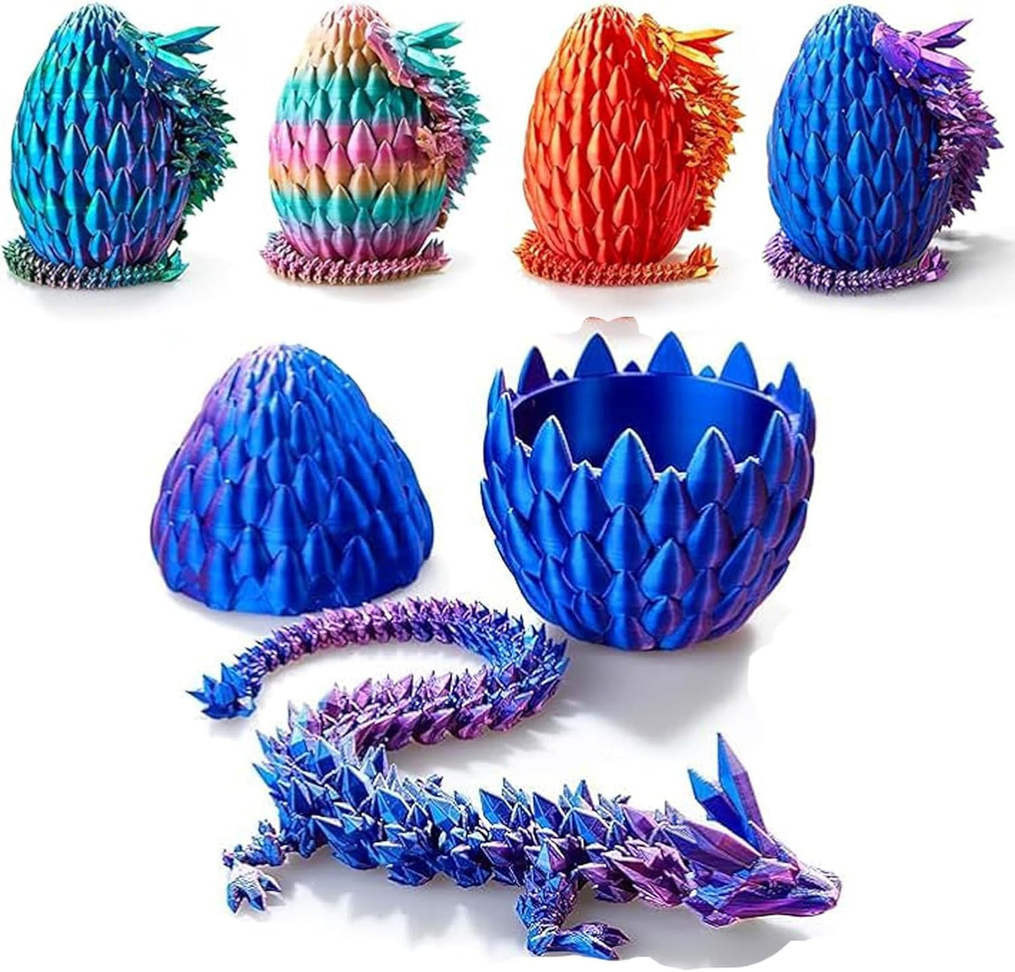 Dragon Egg,3D Printed Articulated Dragon,Dragon Eggs with Dragon Inside,Dragon Toy,3D Printed Dragon Egg Fidget Toys,New Full Articulated Dragon Crystal Dragon (Purple)