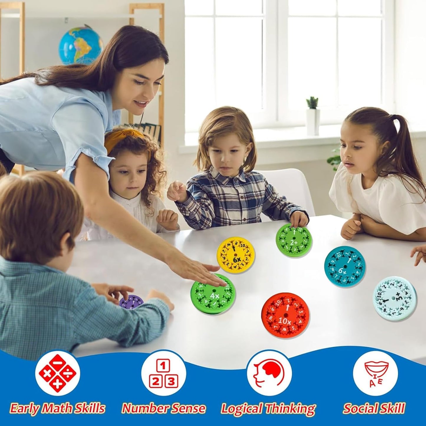 Math Fidget Spinners, Math Fidget Toy, Math Facts Fidget Spinners for Kids, Stimmers and Fidgeters Who are Learning Math (All 18pcs)