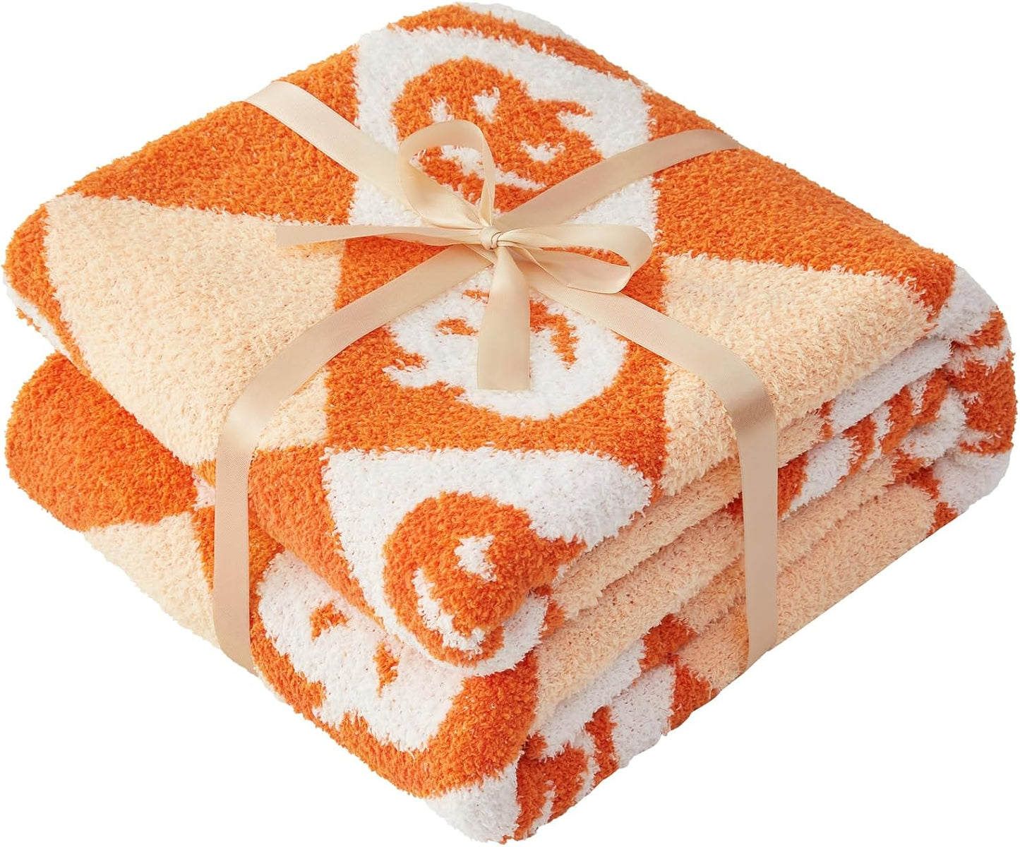 CYMULA Halloween Knit Throw Blanket - Pumpkin Blanket for Couch, Soft Cozy Lightweight Fluffy Blanket for Fall Decor, 60"x80"