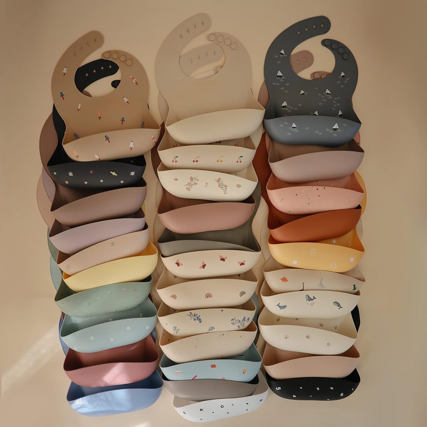 mushie Silicone Baby Bib | Adjustable Fit Waterproof Bibs (Dove Gray)