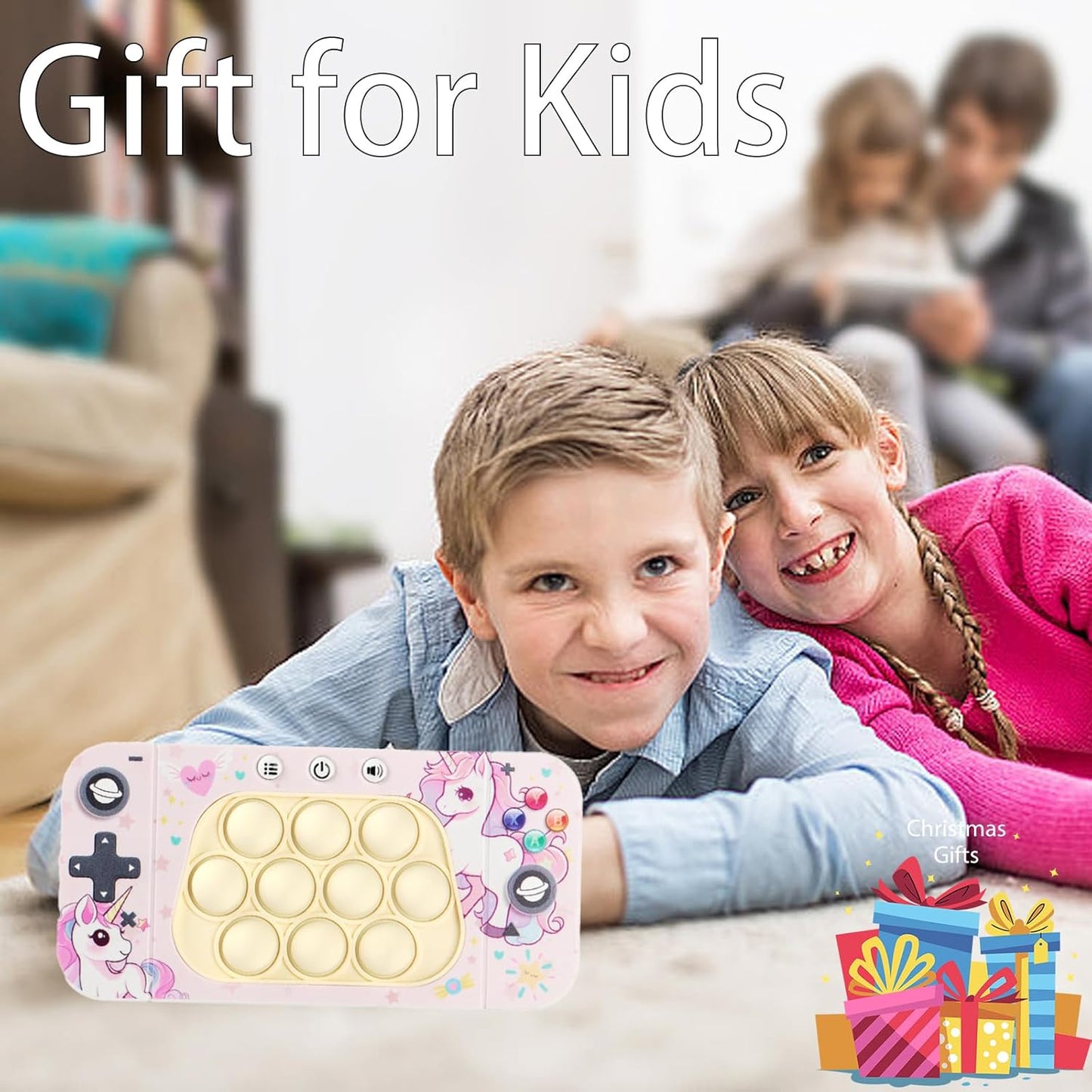 Fast Push Game Pop Fidget Toy for Kids Quick Push Bubble Game, 4 Modes Handheld Puzzle Game Sensory Toy Pop It Game Light Up Fidget Gift Toy for 3 to 12 Year Old Girls Boys (Unicorn)