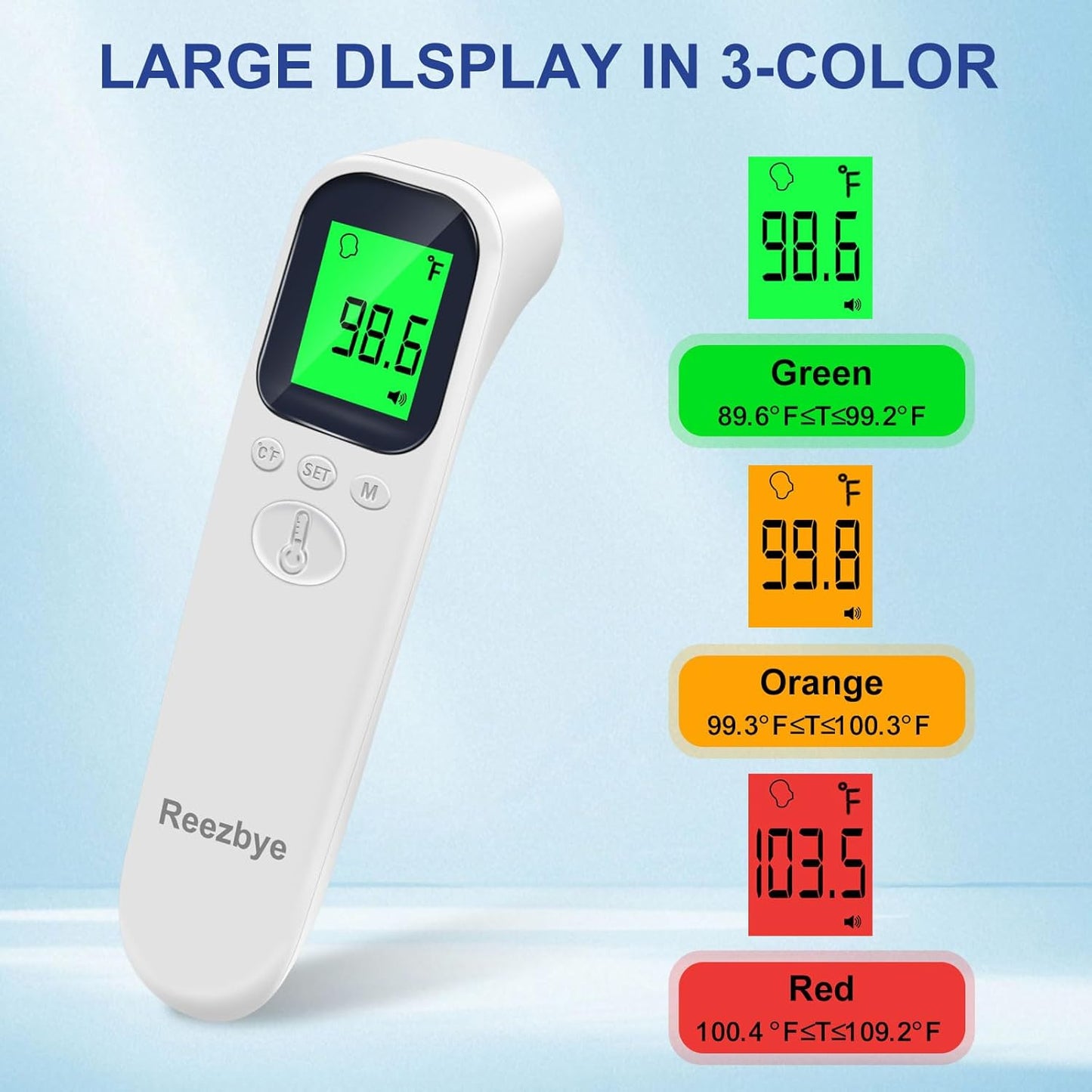 Contactless Thermometer - Digital Forehead Thermometer for Baby, Kids and Adults,3 Color Fever Alarm, 2 in 1 Forehead & Object Mode