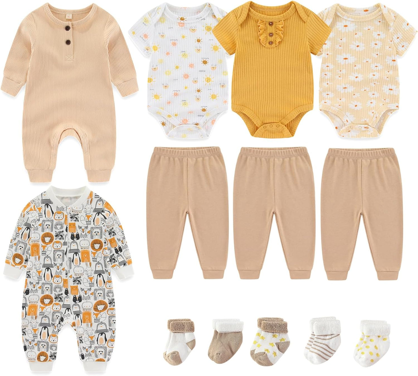 Baby Bodysuit and Pant Sets Ribbed Romper Soft Newborn Boy Girl Clothes Outfits Layette Gift Set