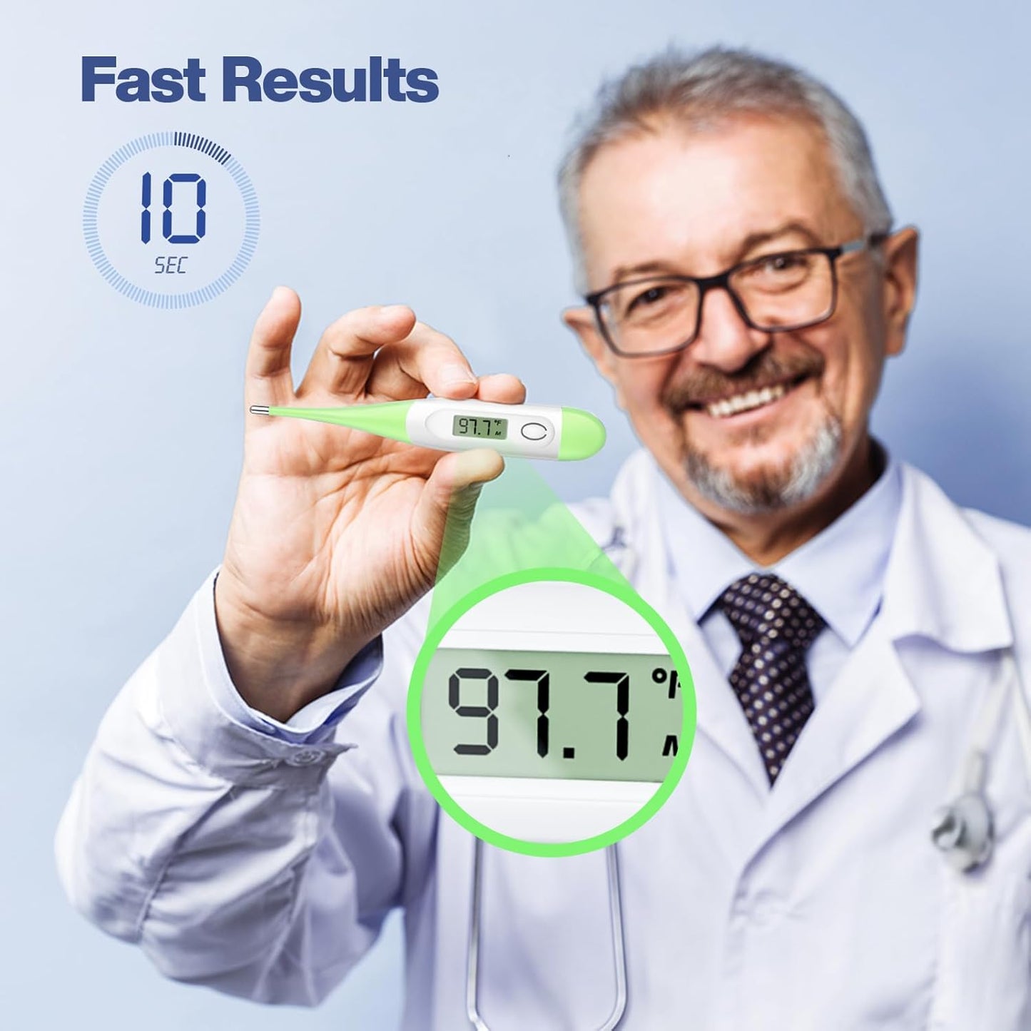 Boncare 10 Seconds Digital Thermometer for Adults and Kids - Accurate & Safe Rectal Thermometer for Baby with Fever Alarm, Oral Thermometer (Light Green)