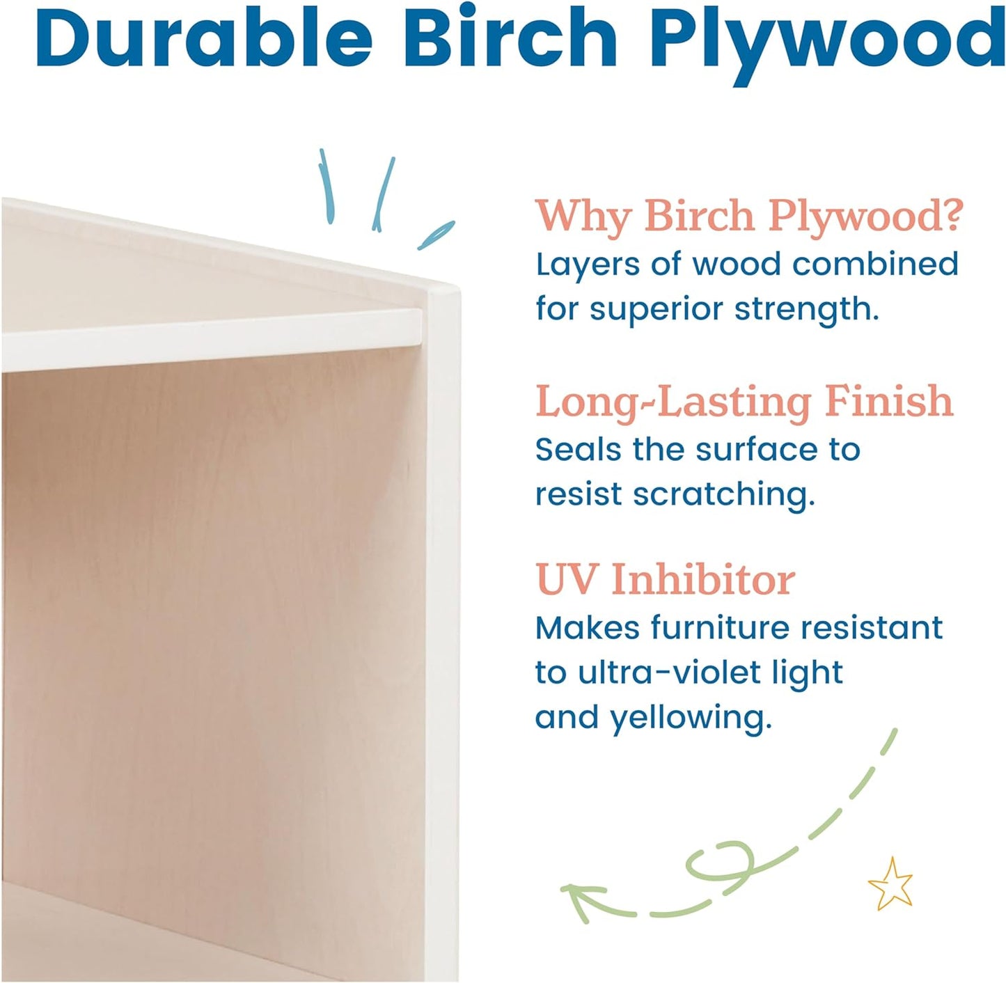 ECR4Kids Reach-Up Step Stool with Handles, Kids Furniture, White Wash